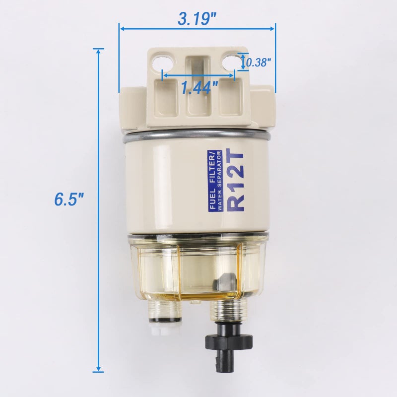 CARMOCAR Marine Fuel Water Separator/Diesel Fuel Filter/Water Separator for R12T MARINE SPIN-ON HOUSING 120AT NPT ZG1/4-19 Includes 2 fittings 2 plugs - Image 4